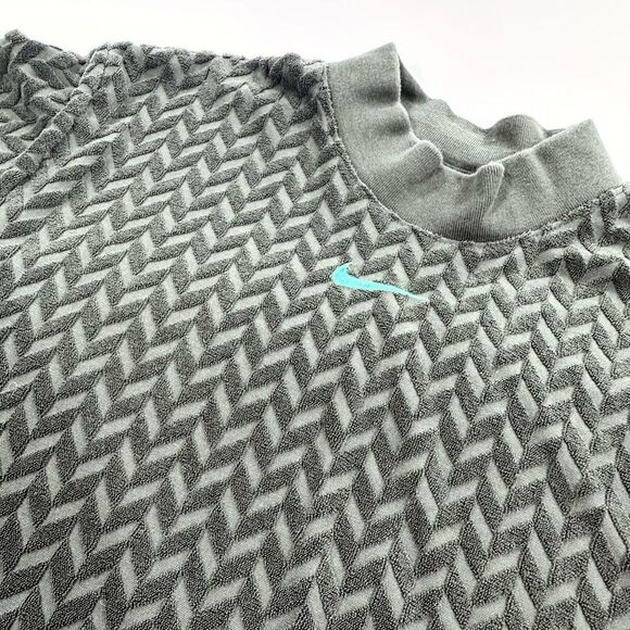 Nike olive green mock neck chevron terry crop top M - Picture 3 of 9